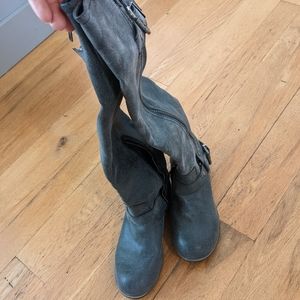 Gray knee high boots, size 8